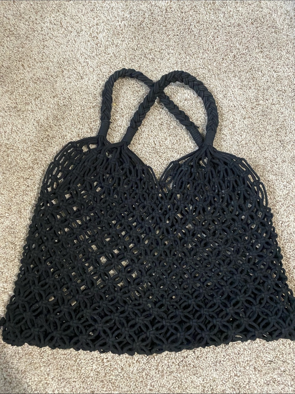 Black Macrame Tote Beach Bag